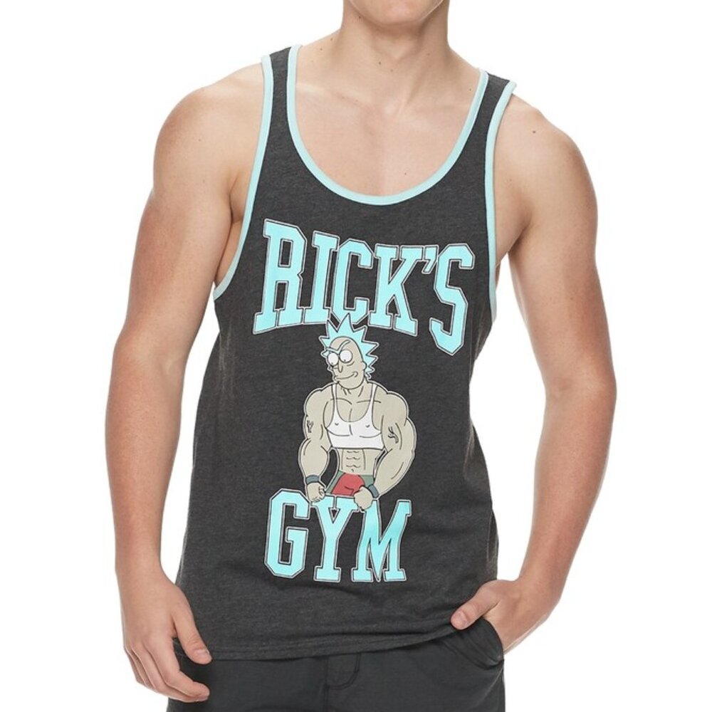 New! Rick & Morty Tank Top T-Shirt Rick's Gym Parody